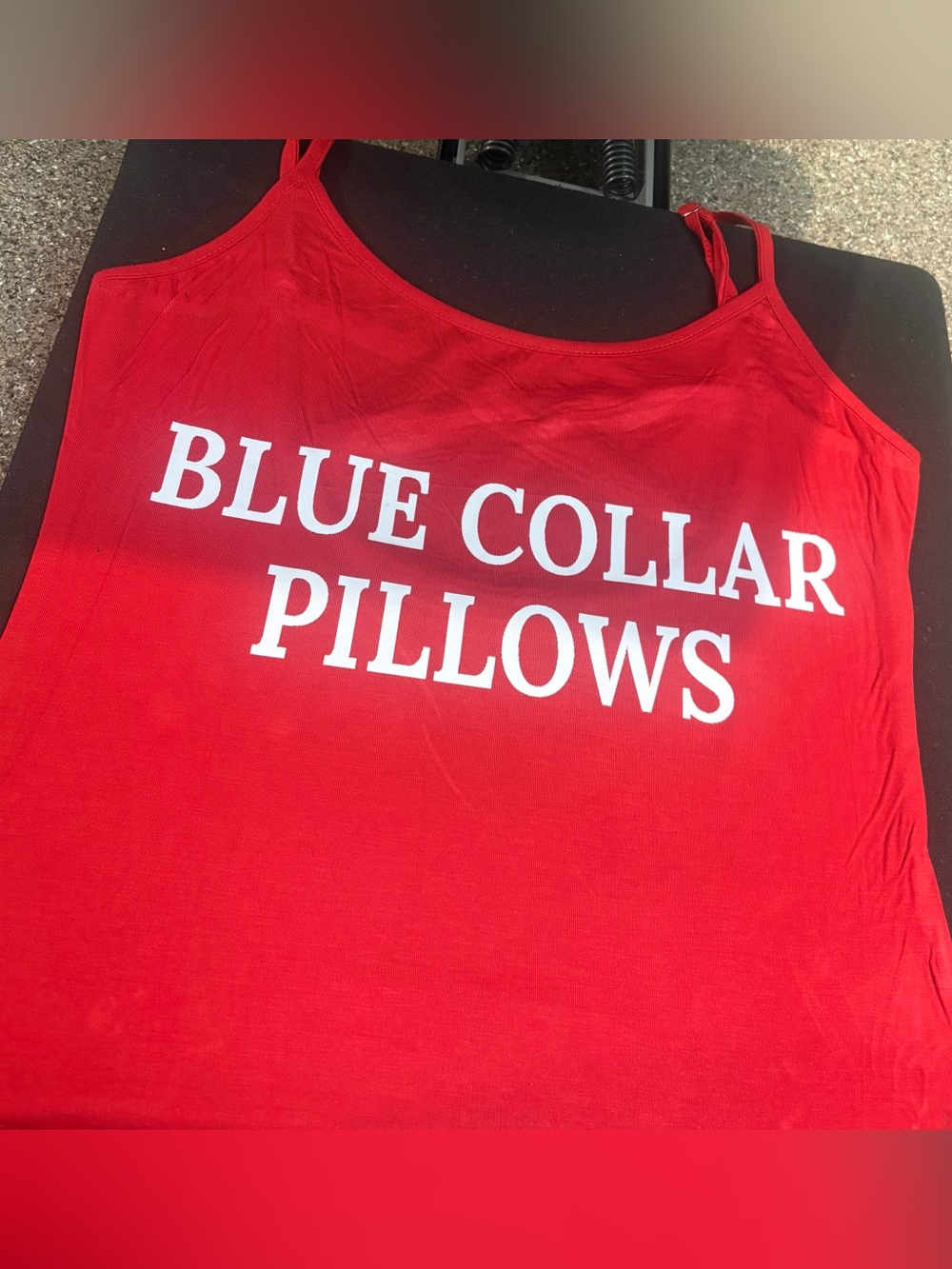 Red Graphic Tank Top - "Blue Collar Pillows"